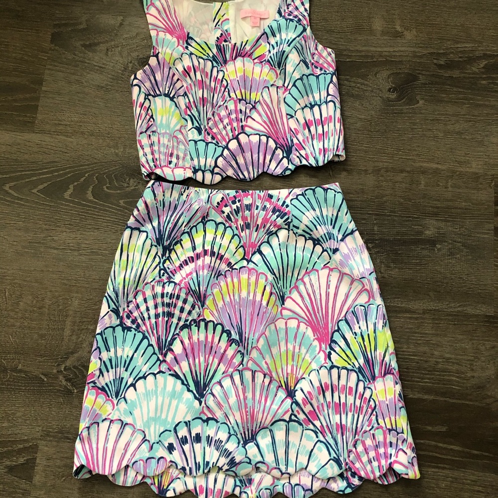 Two piece Lilly Pulitzer scalloped dress size 00